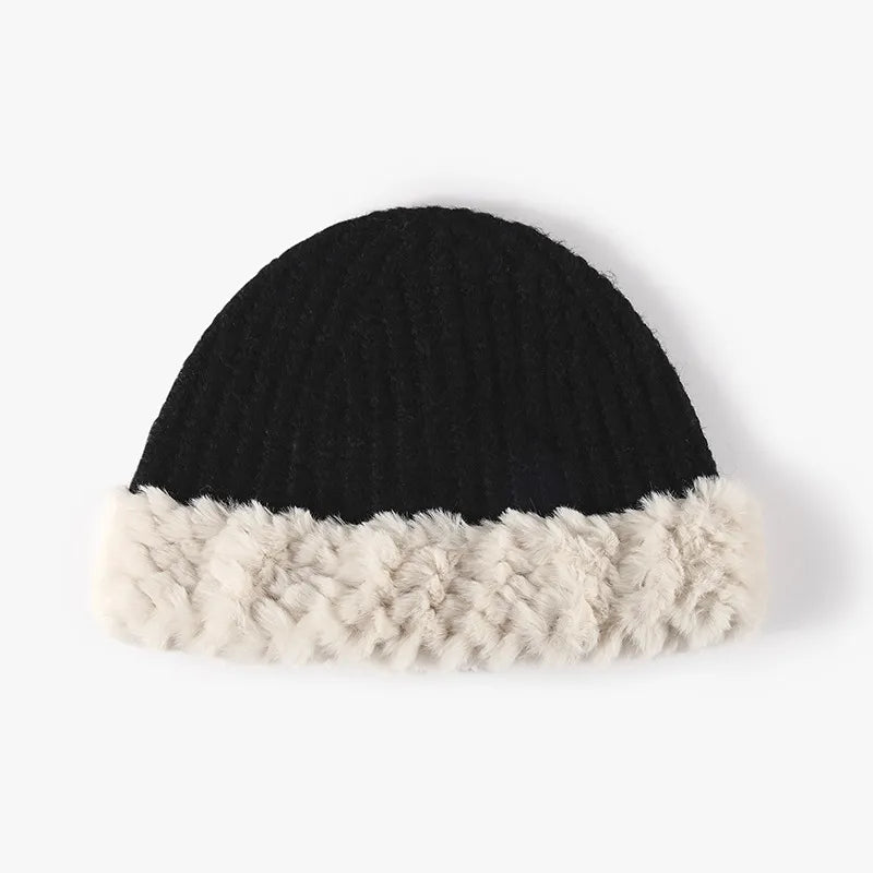 Fuzzy Hem Knit Hat - adritiX