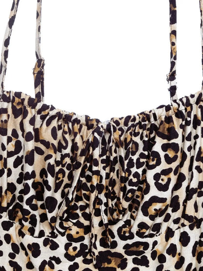 Smocked Leopard Midi Cami Dress - adritiX