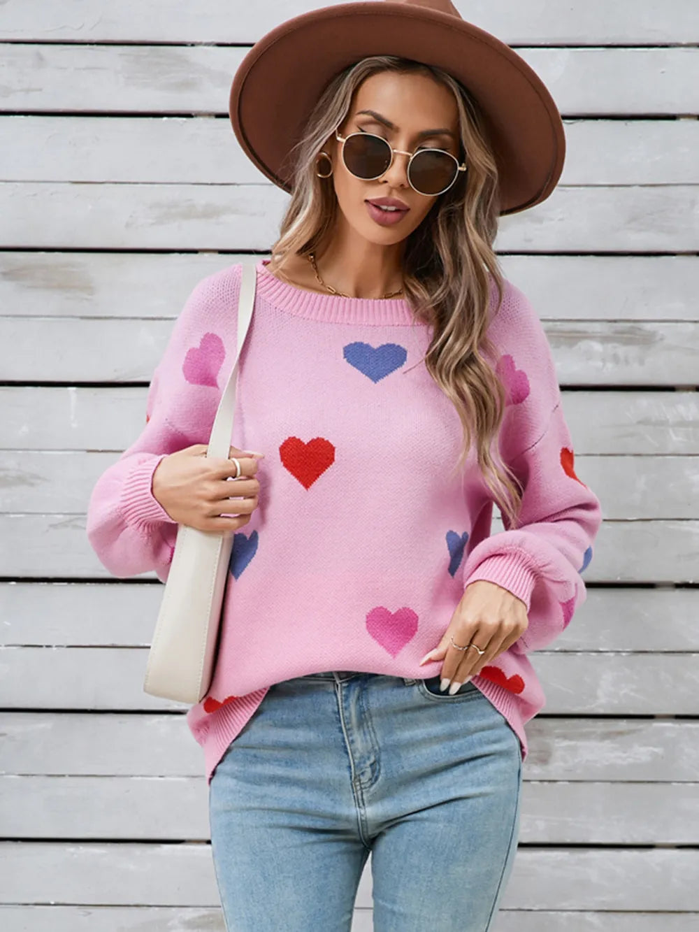Angel Wings Heart Round Neck Long Sleeve Sweater - adritiX