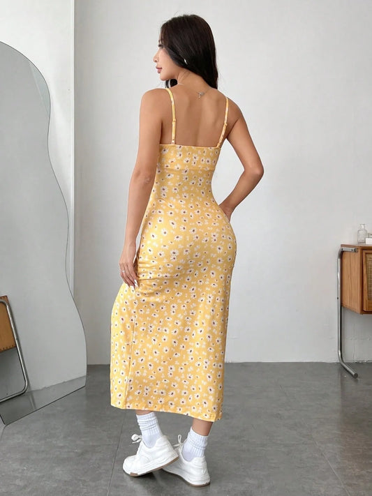 Slit Bodice Midi Cami Dress - adritiX