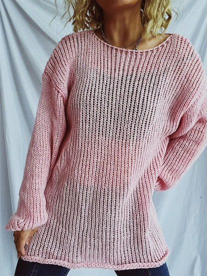 Boat Neck Dropped Shoulder Sweater - adritiX
