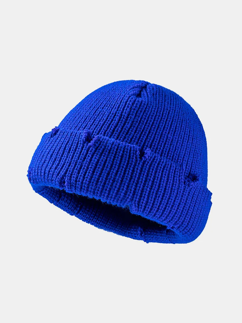 Distressed Cuffed Knit Hat - adritiX