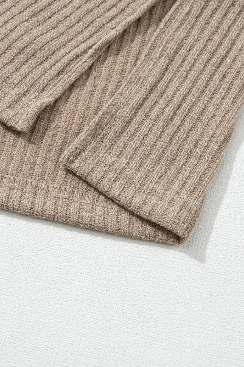 Quarter Button Round Neck Dropped Shoulder Knit Top - adritiX