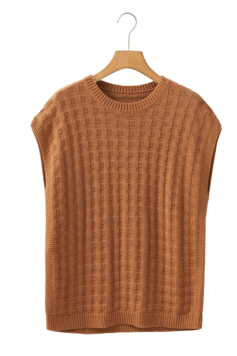 Round Neck Cap Sleeve Sweater Vest - adritiX