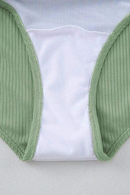 Ribbed Drawstring Sides Cutout One Piece Swimsuit - adritiX
