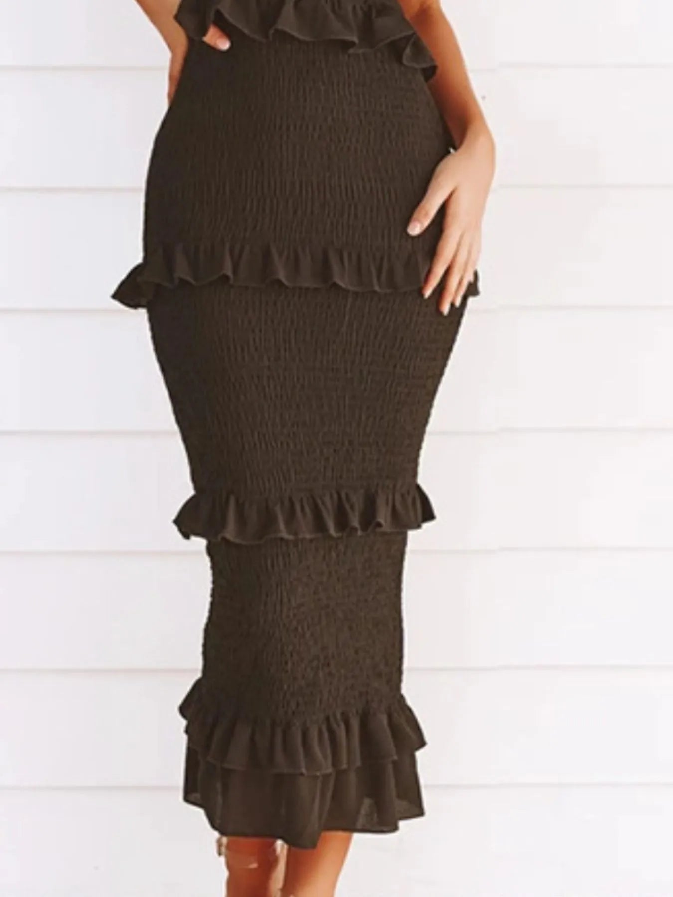 Smocked Ruffled Midi Cami Dress - adritiX