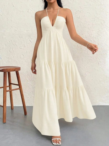 Halter Neck Tiered Maxi Dress - adritiX