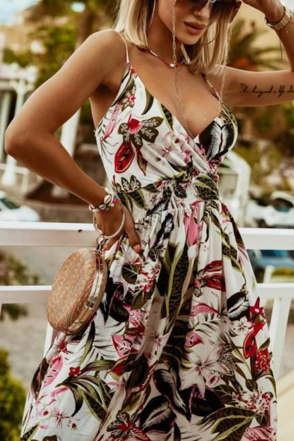 Printed Spaghetti Strap Maxi Dress - adritiX