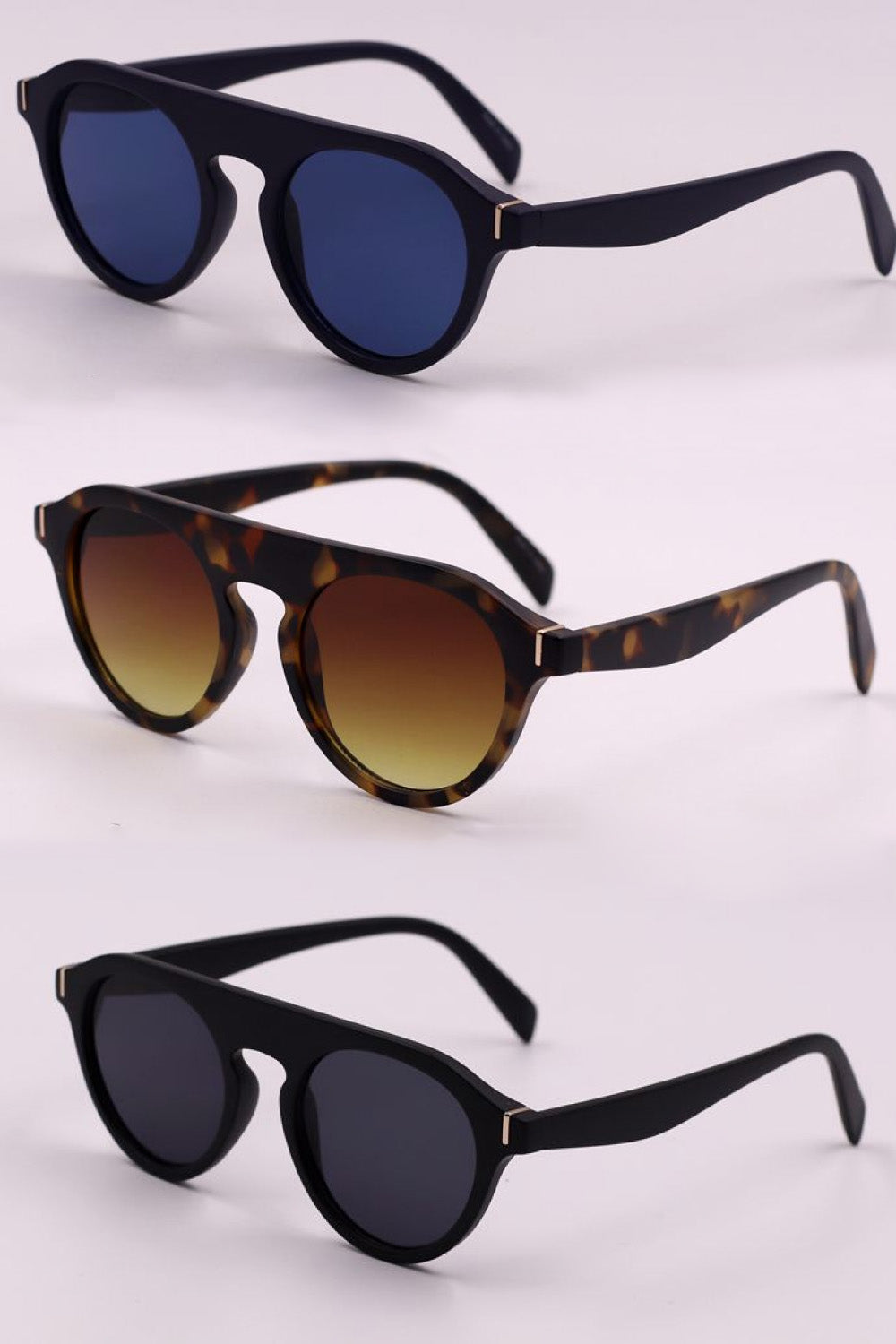 3-Piece Round Polycarbonate Full Rim Sunglasses - adritiX