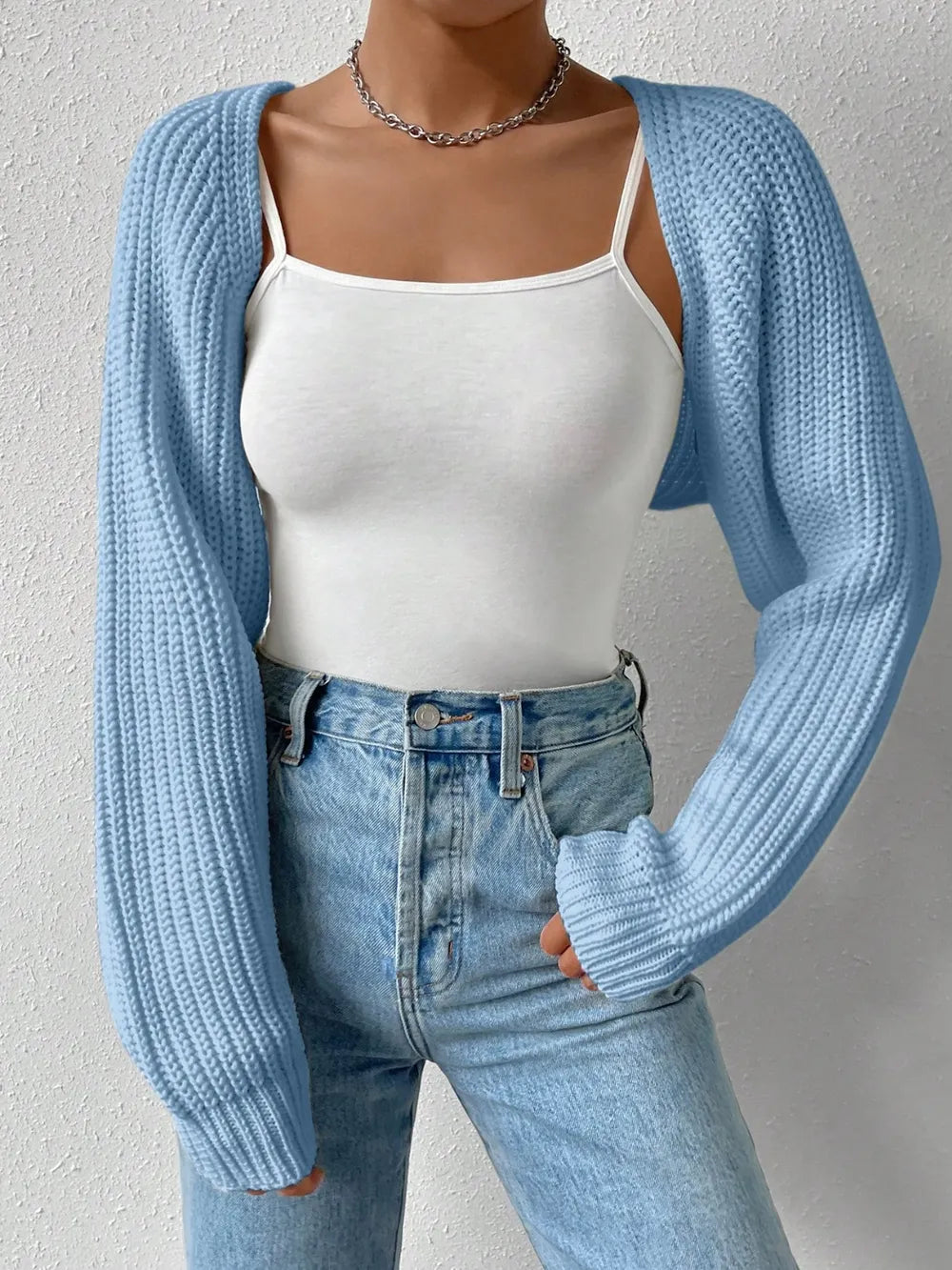 Honey Open Front Long Sleeve Cropped Cardigan - adritiX