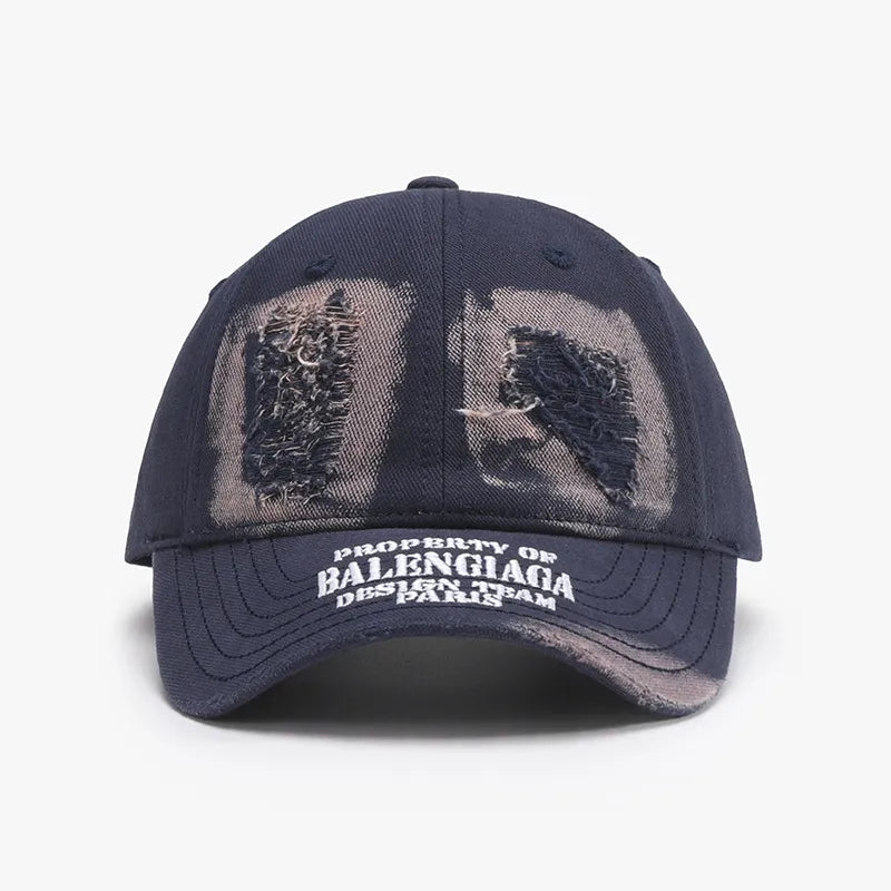 Distressed Letter Cotton Baseball Cap - adritiX