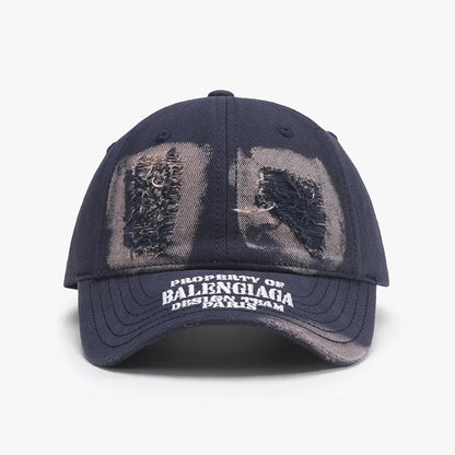 Distressed Letter Cotton Baseball Cap - adritiX