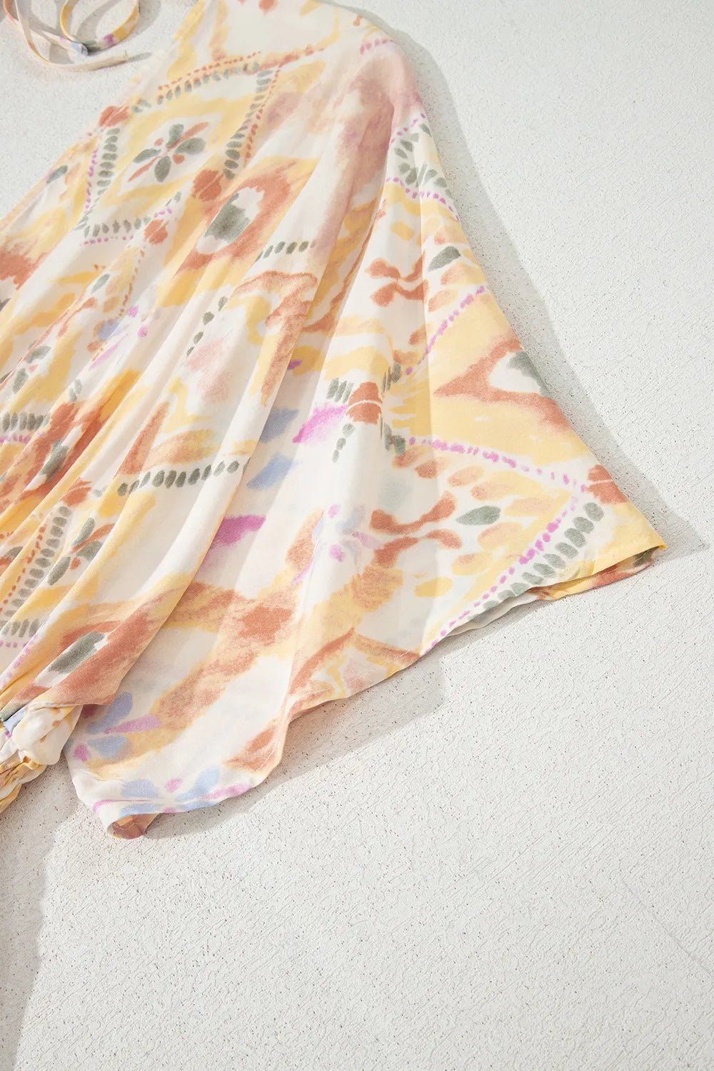 Printed Half Sleeve Shirred High Waist Maxi Dress - adritiX
