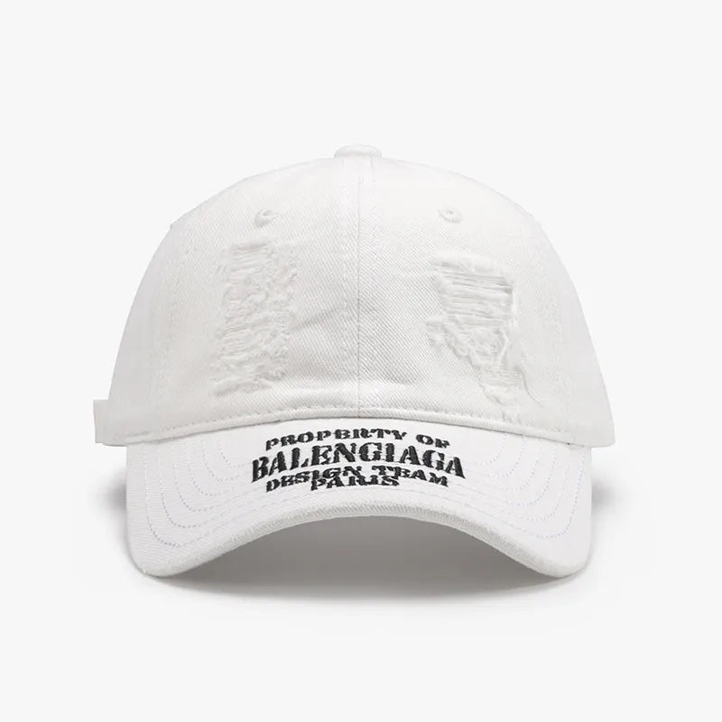 Distressed Letter Cotton Baseball Cap - adritiX