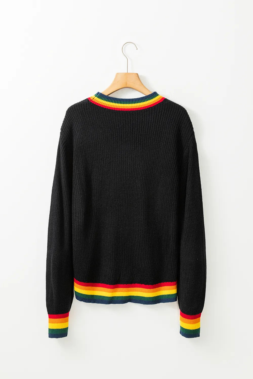 Elegant MERRY & BRIGHT Ribbed Round Neck Sweater - adritiX