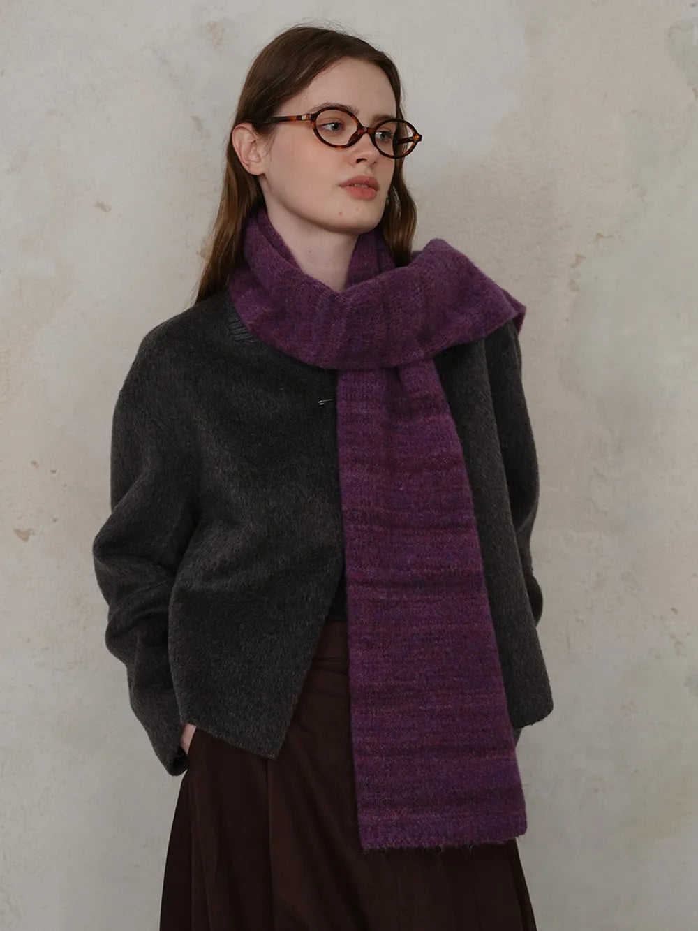 Striped Detail Knit Scarf - adritiX