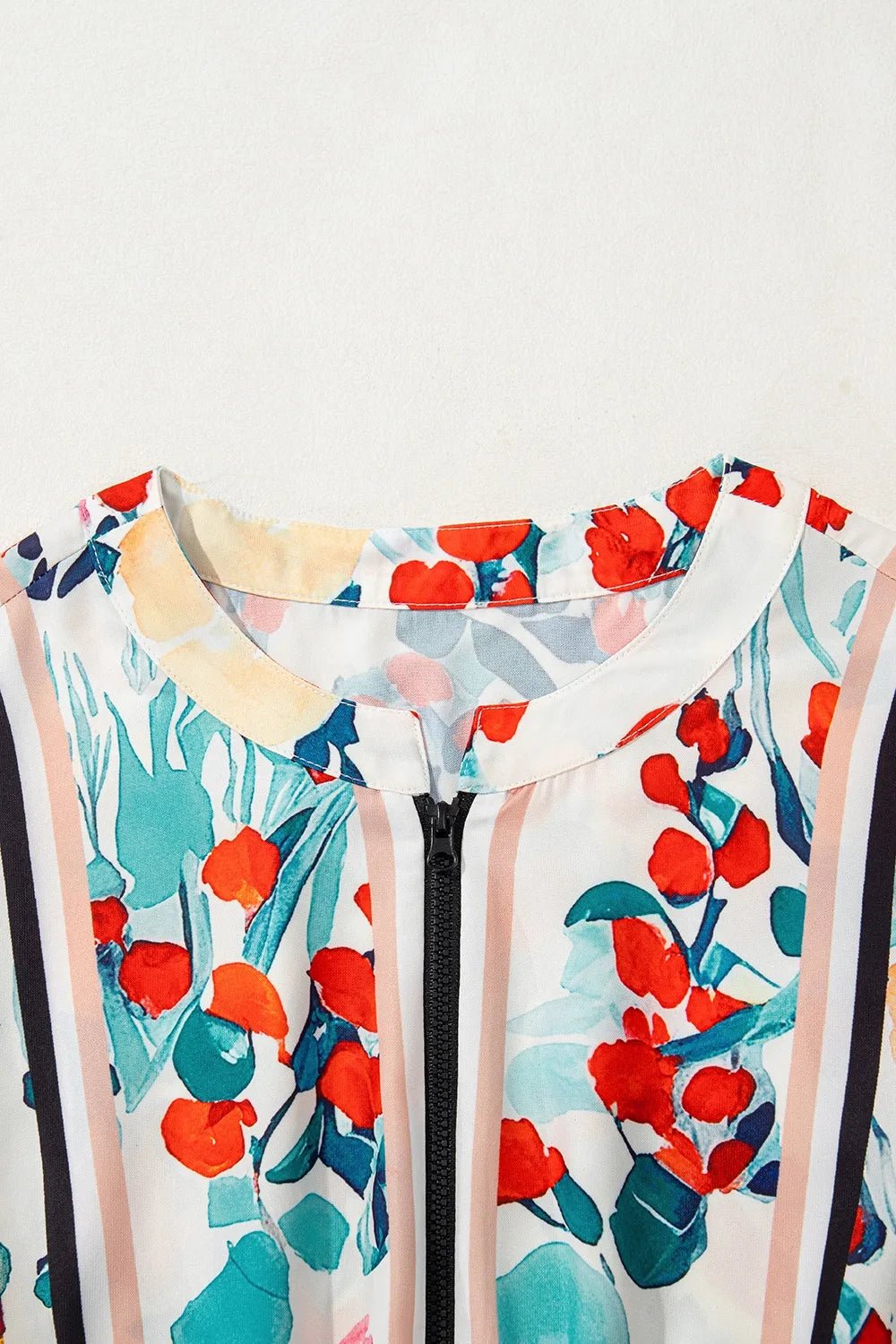 Floral Print Zipper Ruffled Short Sleeve High Waist Mini Dress - adritiX