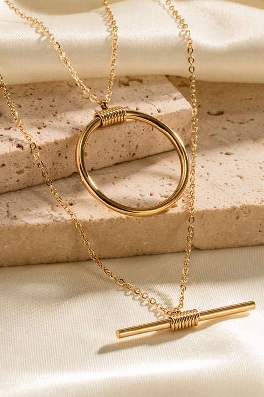 Double - Layered Stainless Steel Necklace - adritiX