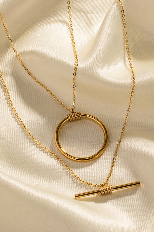 Double - Layered Stainless Steel Necklace - adritiX