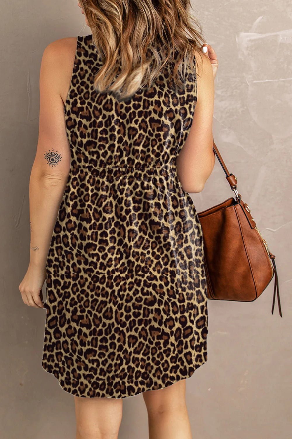 Double Take Printed Scoop Neck Sleeveless Buttoned Magic Dress with Pockets - adritiX
