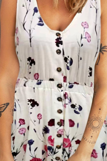 Double Take Scoop Neck Buttoned Sleeveless Magic Dress with Pockets - adritiX