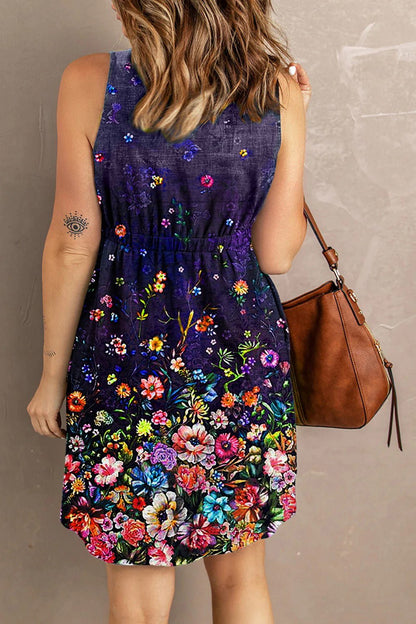 Double Take Scoop Neck Buttoned Sleeveless Magic Dress with Pockets - adritiX