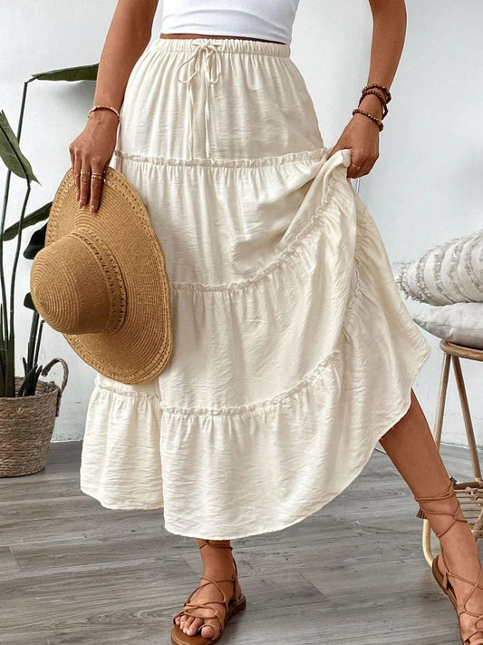 Drawstring Frill Tiered Skirt - adritiX