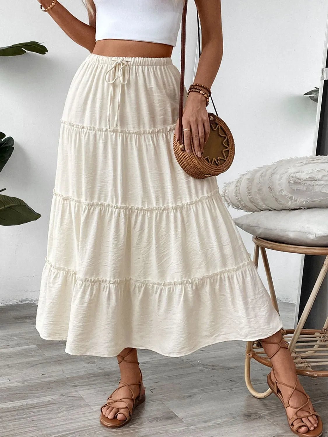 Drawstring Frill Tiered Skirt - adritiX
