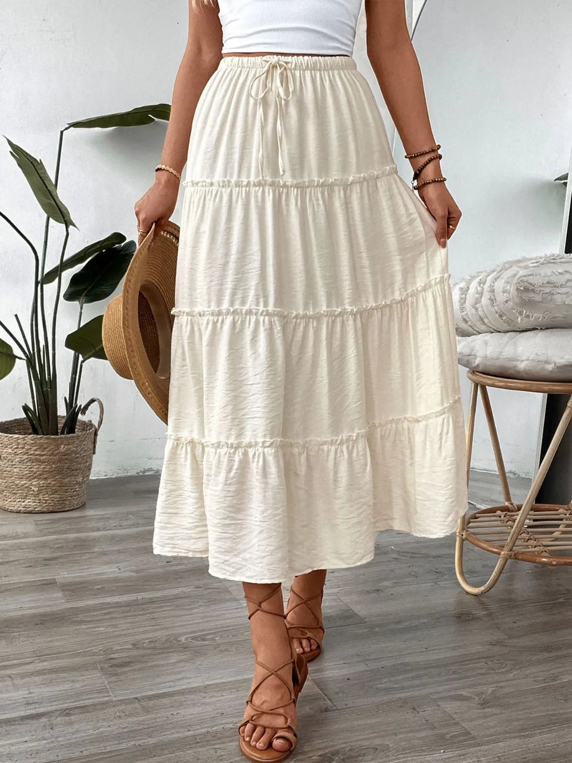 Drawstring Frill Tiered Skirt - adritiX