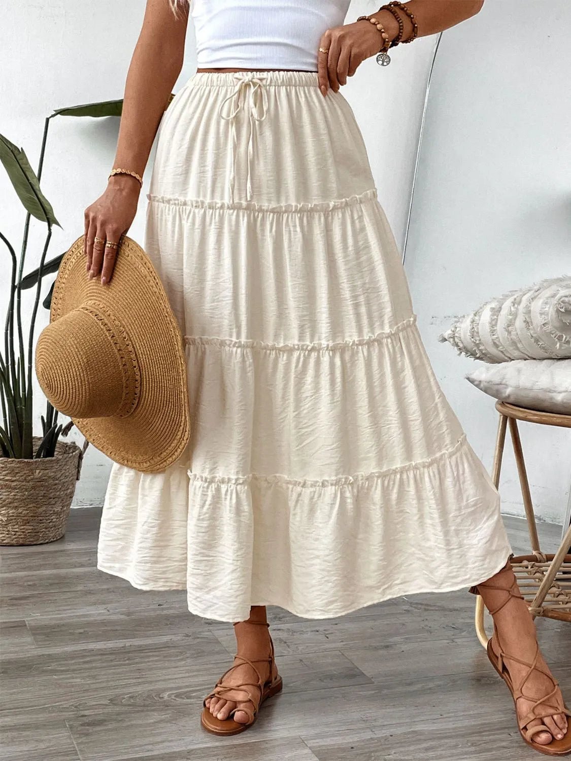 Drawstring Frill Tiered Skirt - adritiX
