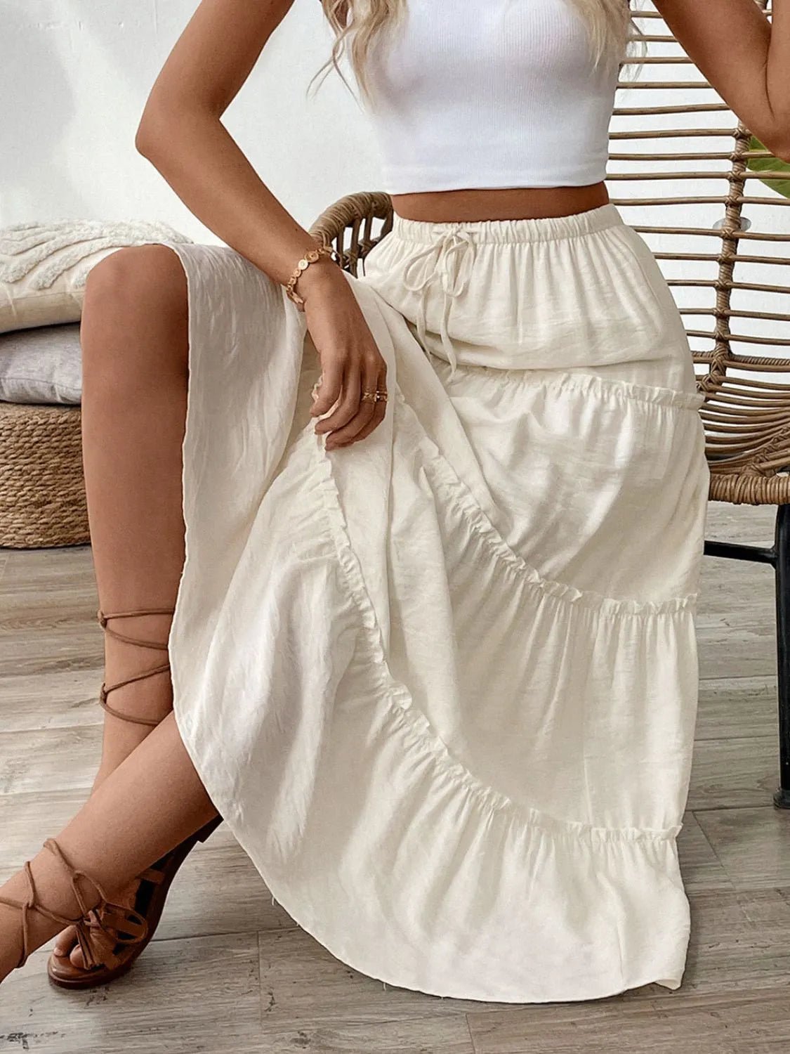 Drawstring Frill Tiered Skirt - adritiX