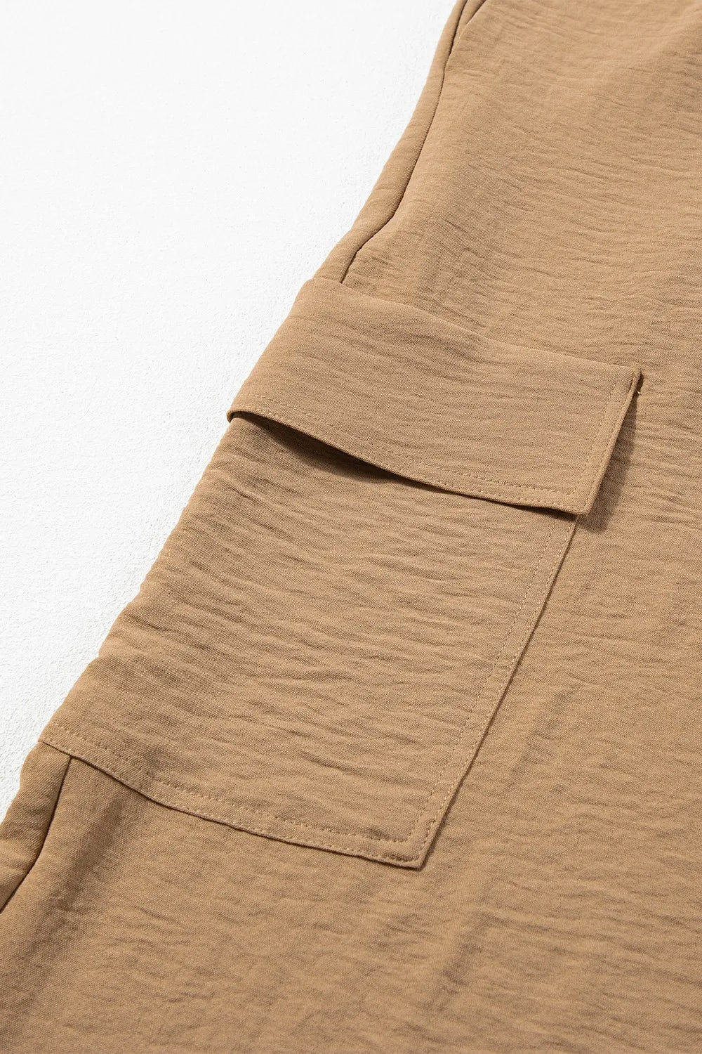 Drawstring Frilled Waist Wide Leg Utility Trousers - adritiX
