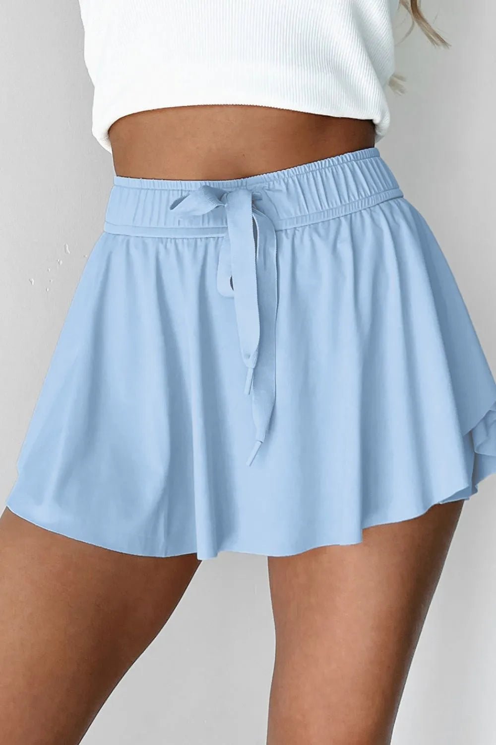 Drawstring High Waist Lined Active Skorts - adritiX