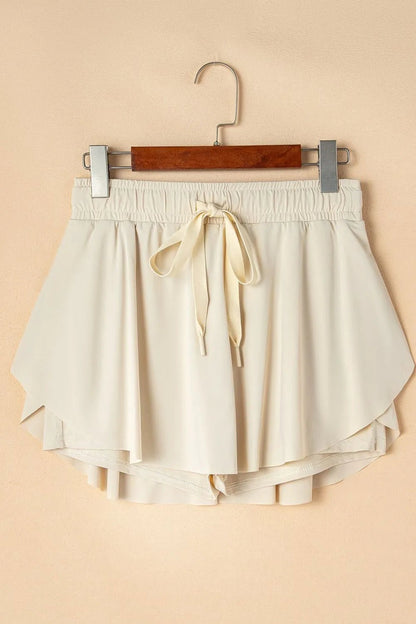 Drawstring High Waist Lined Active Skorts - adritiX