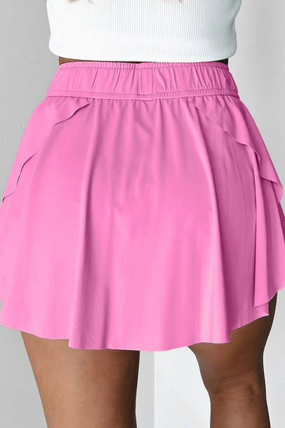 Drawstring High Waist Lined Active Skorts - adritiX