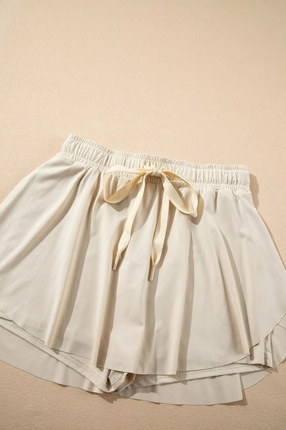 Drawstring High Waist Lined Active Skorts - adritiX