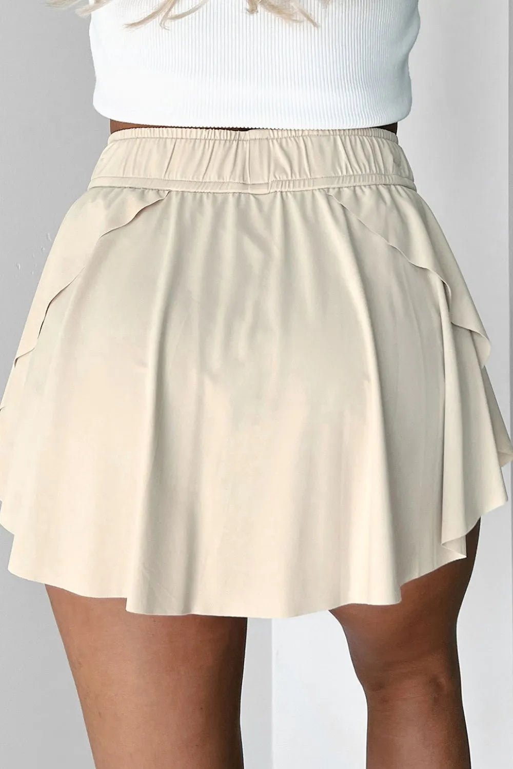 Drawstring High Waist Lined Active Skorts - adritiX