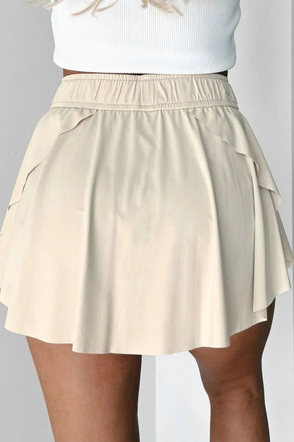Drawstring High Waist Lined Active Skorts - adritiX
