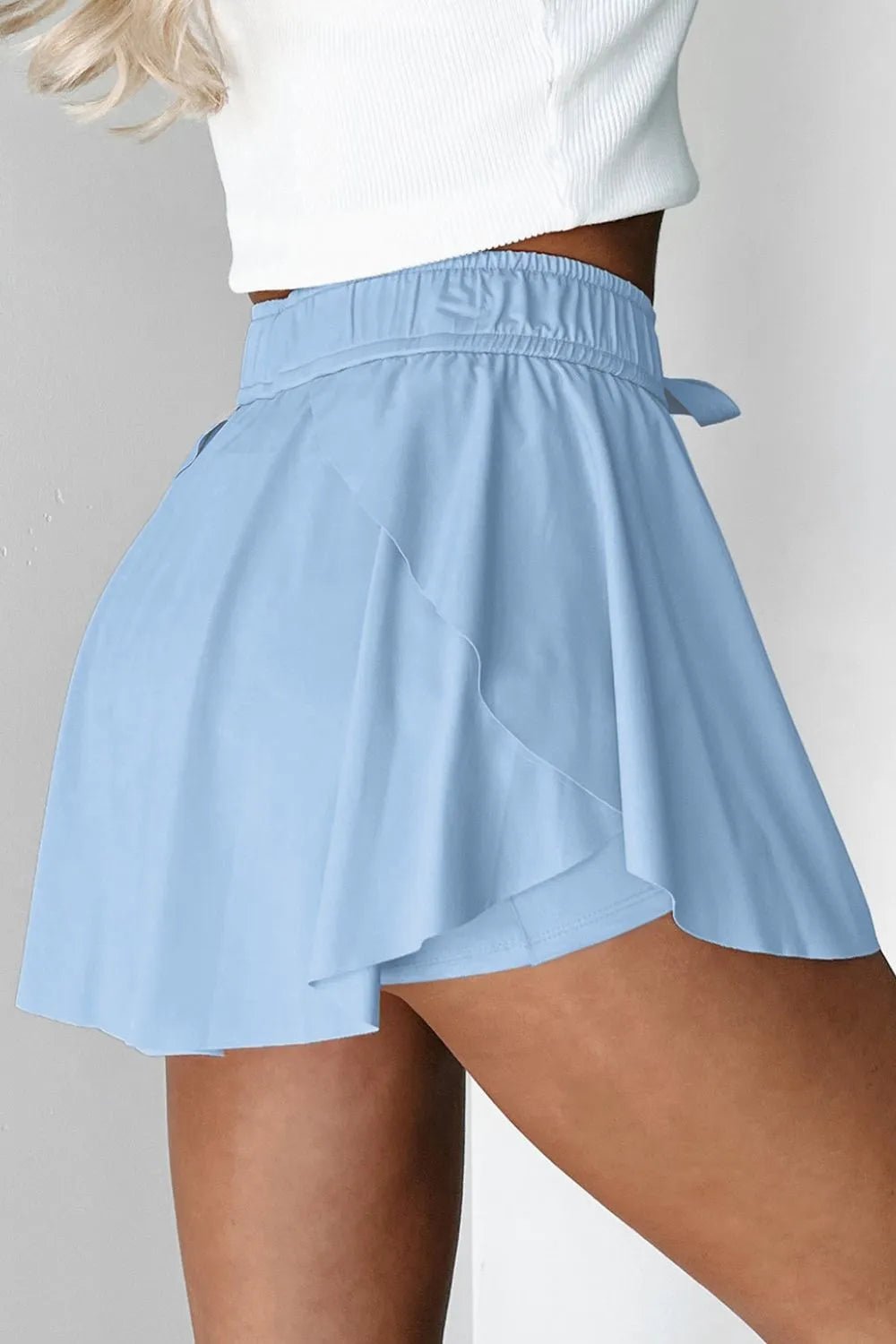 Drawstring High Waist Lined Active Skorts - adritiX