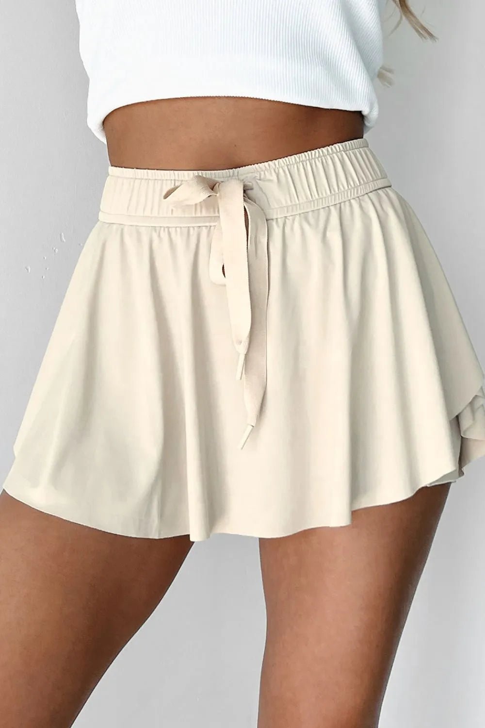 Drawstring High Waist Lined Active Skorts - adritiX
