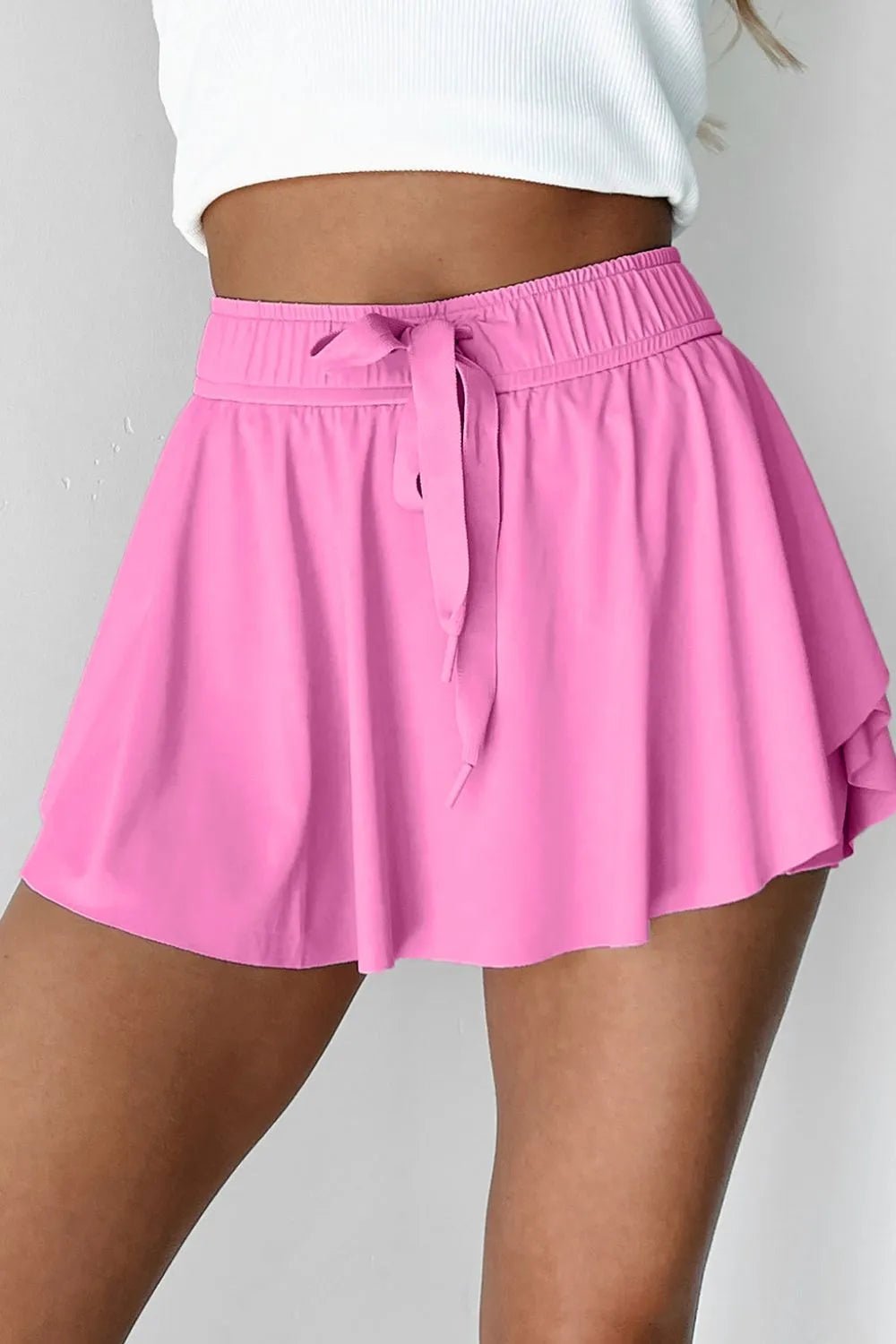 Drawstring High Waist Lined Active Skorts - adritiX