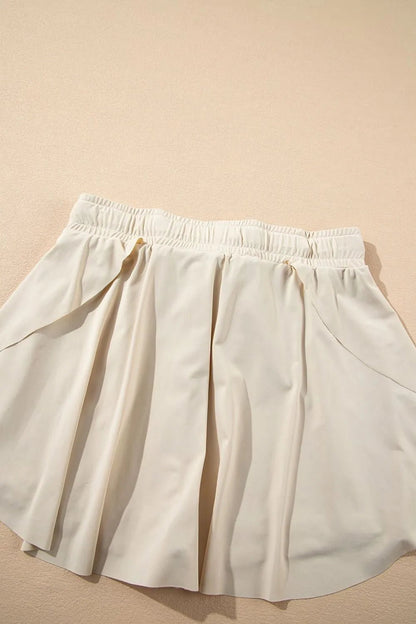 Drawstring High Waist Lined Active Skorts - adritiX