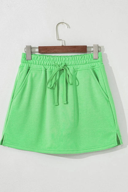 Drawstring Solid Mini Skort - adritiX