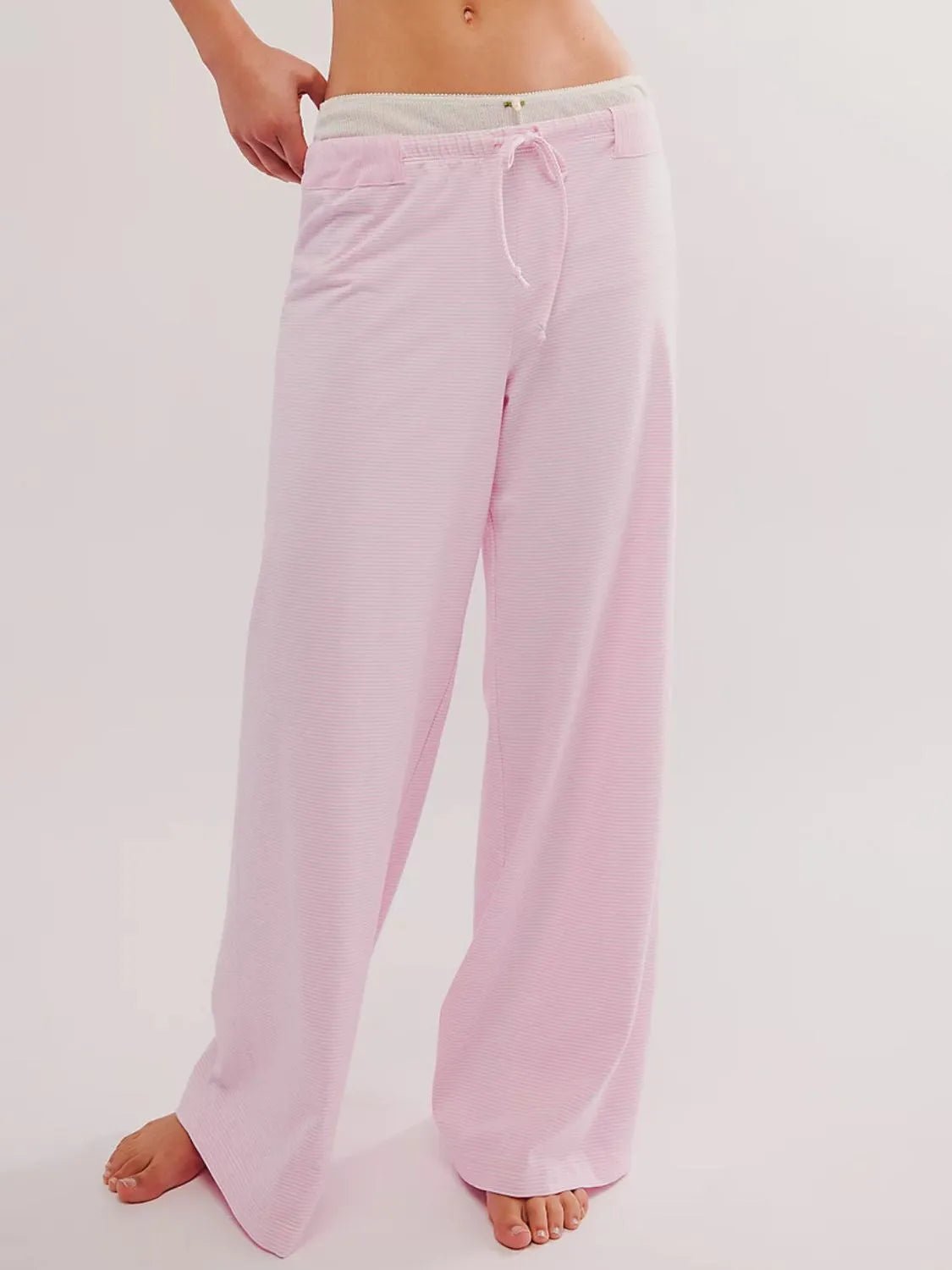 Drawstring Striped Wide Leg Pants - adritiX