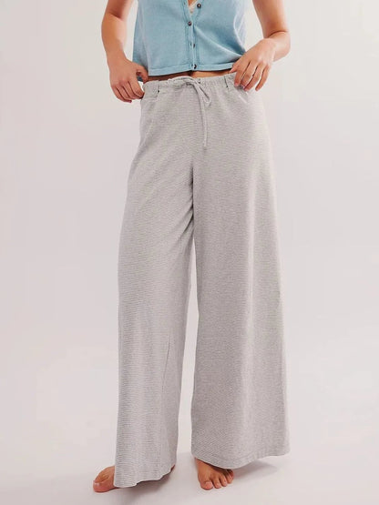 Drawstring Striped Wide Leg Pants - adritiX