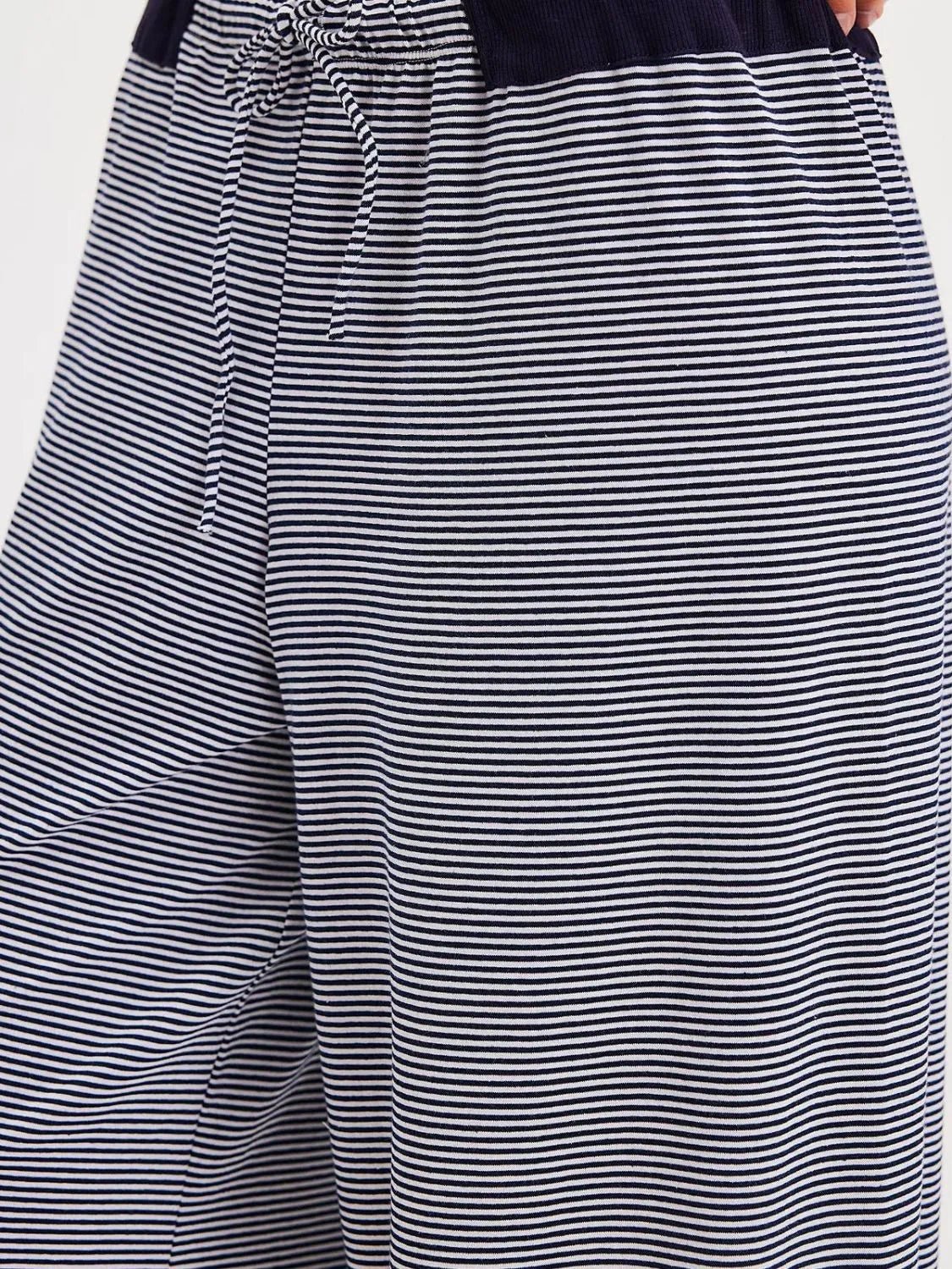 Drawstring Striped Wide Leg Pants - adritiX