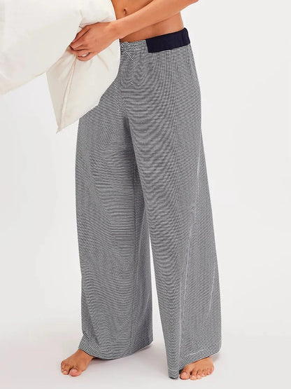 Drawstring Striped Wide Leg Pants - adritiX