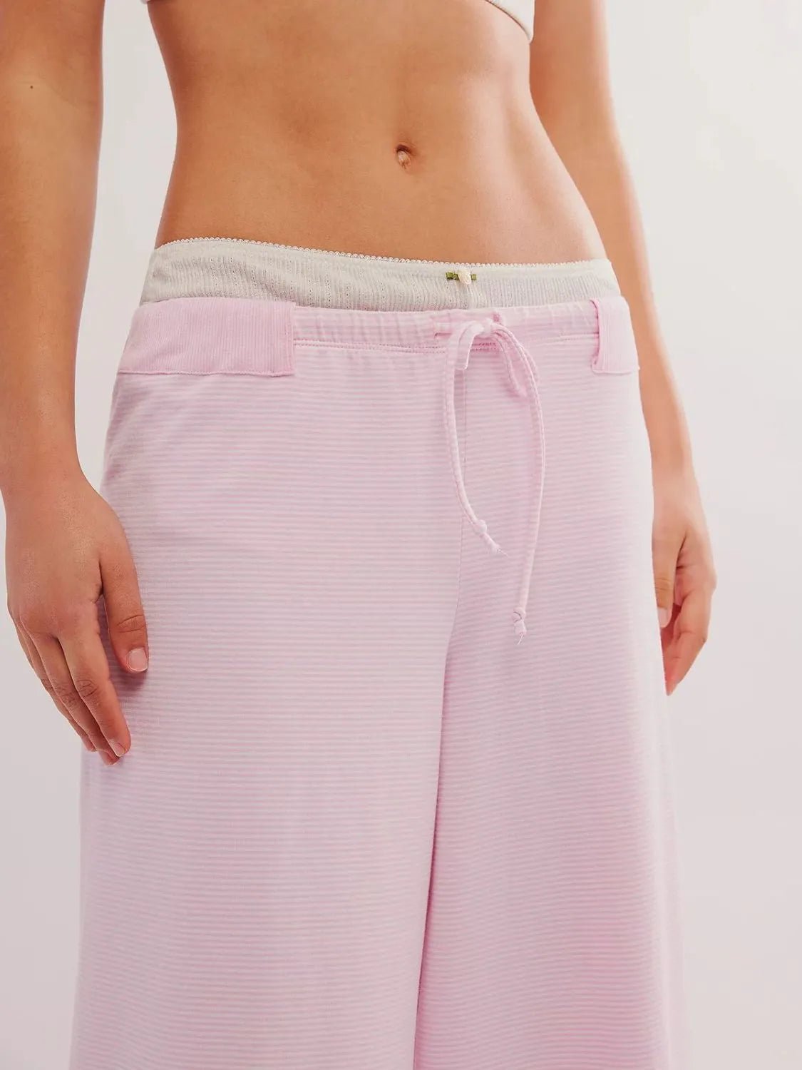 Drawstring Striped Wide Leg Pants - adritiX