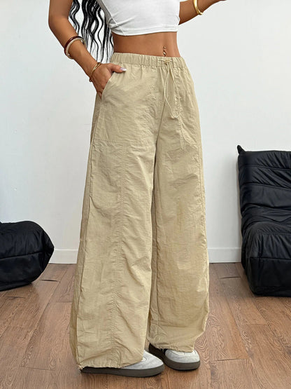 Drawstring Wide Leg Cargo Pants - adritiX
