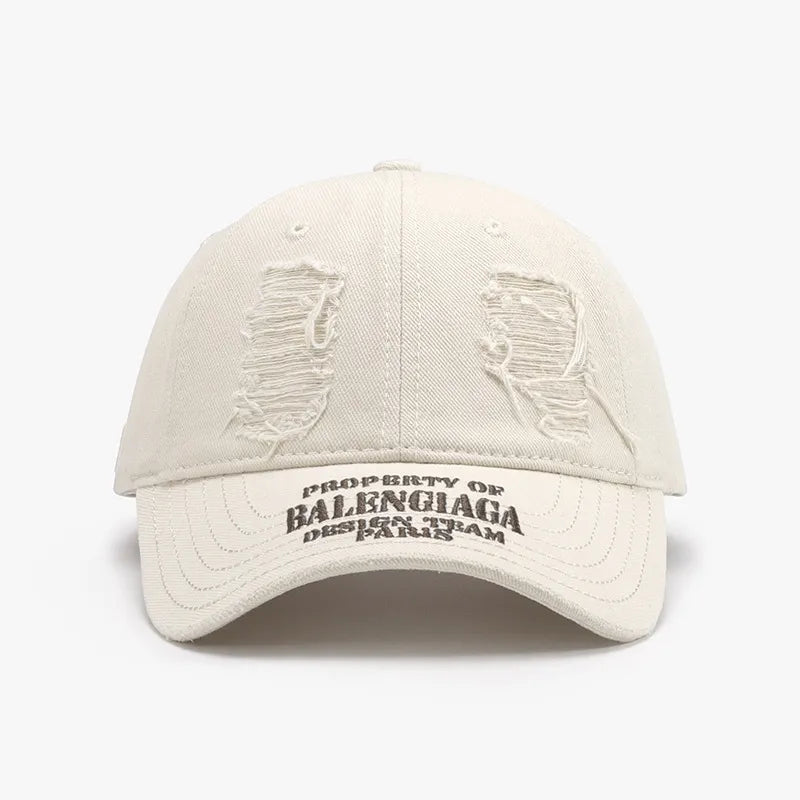 Distressed Letter Cotton Baseball Cap - adritiX